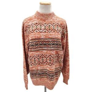 Vintage MK Today Fairisle salmon color mock neck sweater in size XL